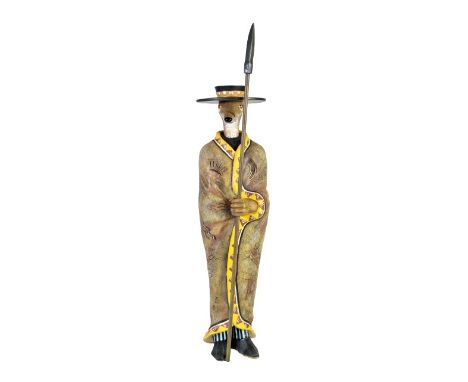 Approx 17 in tall. Standing coyote. Signed on the underside. Please note that all sales are final and no refunds will be give