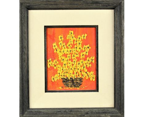 "Black Eyed Susans" Signed and dated 1968 verso. Overall size: approx. 18 x 16 in. Sight size: 9 1/2 x 7 1/2 in. Please note 