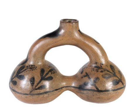 Double ceremonial canteen from Conchiti Pueblo, circa 1900. Measurements: 6 3/4 x 10 x 4 1/2 in. Please note that all sales a