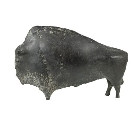 Bronze "bison" Brown black patina. Signed VD Pant Size: 9 in. L x 5 3/4 in. H: 6 in. Please note that all sales are final and