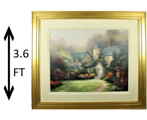 Large lithograph, hand signed and numbered. "Beyond Autumn Gate - Morning at Ivycrest Manor" Overall size: 37 x 43 in. Sight 