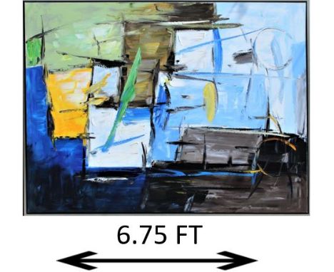 Acrylic on canvas. Size: 54 x 81 in. Please note that all sales are final and no refunds will be given under any circumstance