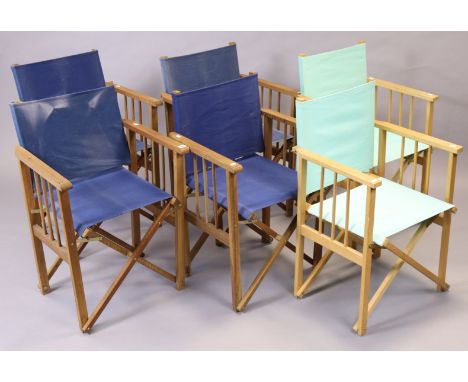Four Habitat director’s chairs, a ditto pair by Conran, &amp; a wooden rectangular shoe-rack.