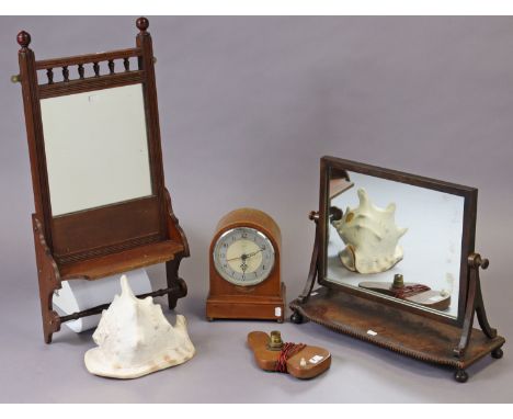 A 19th century mahogany rectangular swing toilet mirror (slight faults), 52.5cm wide x 44cm high; together with a bathroom mi