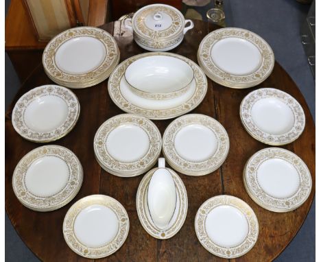A Royal Worcester fine bone China “Hyde Park” thirty-four piece part dinner service, &amp; a set of six Crown Staffordshire “