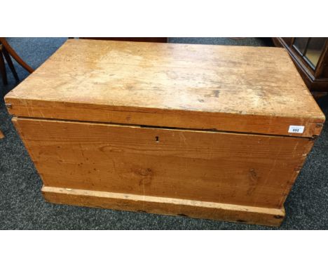 Antique pine travel trunk [Signs of old woodworm in areas] [49x92x50cm] 
