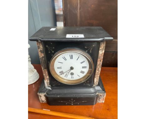 Victorian slate mantel clock- possibly French movement. Comes with key and pendulum. 
