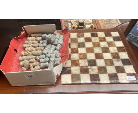 Marble Chess Board with Soap Stone Chess Set 