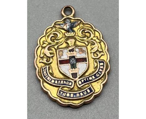 9ct gold and enamel medal with City of London Arms and Motto. [8.11grams] 