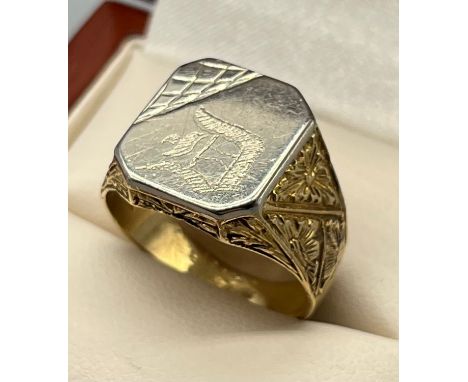 Heavy 18ct yellow gold signet ring. [Ring size S] [12.40grams] 