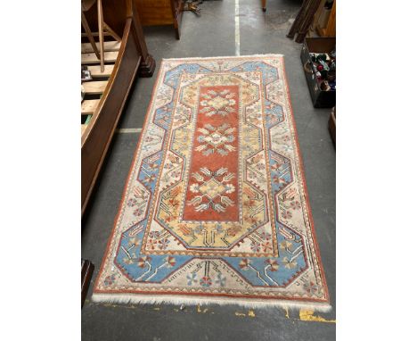 Ornate Aztec design rug. 