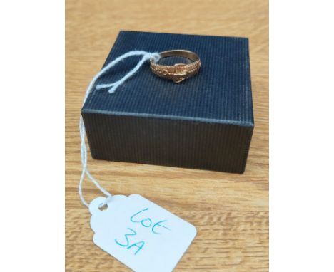 9ct yellow gold buckle ring. [Ring size P] [2.44Grams] 