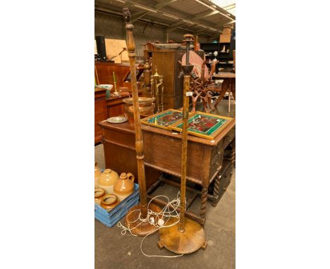 Two vintage standard lamps; bamboo style standard lamp. 