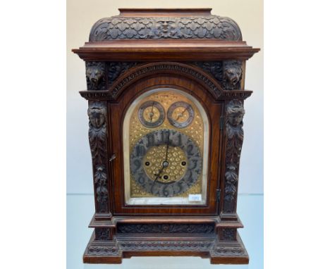 19th century Victorian oak cased bracket clock fully English Fusee movement. Name to dial 'Edward &amp; Sons- Glasgow' 'Entir
