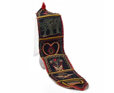 An interesting US Civil War era Embroidered Hanging Pocket possibly created by a Union soldier (JTS) for their Sweetheart. Ch