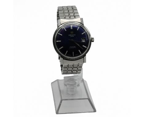 Tissot, Seastar, a gents automatic stainless steel bracelet watch, the navy blue dial with date aperture.