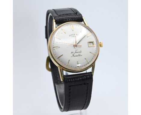 Rotary, a gentleman&rsquo;s 9 carat gold mechanical wrist watch, the signed white dial with gilt dagger batons, hands, sweep 