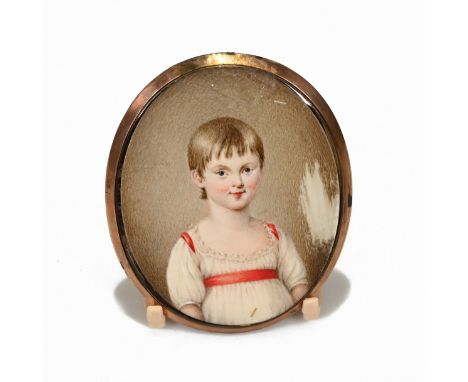 A 19th century memento mori portrait miniature of a young female, painted on ivory, the reverse with a hairline and seed pear