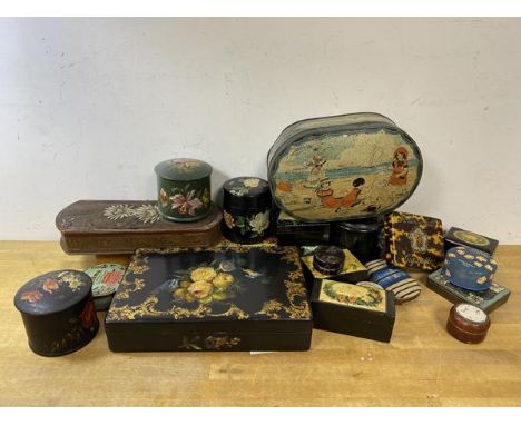 A mixed lot of vintage tins, lacquered boxes etc (a lot)