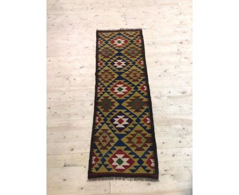 Maimana Kelim runner rug of geometric design, (193cm x 61cm)