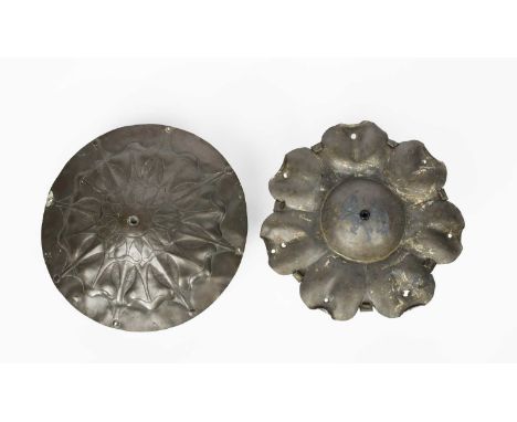 A rare Guild of Handicraft pewter ceiling rose designed by Charles Robert Ashbee for the Magpie and Stump, circular, stamped 