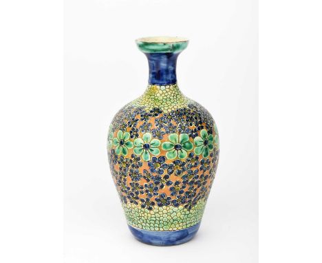 A Della Robbia Pottery Mosaic vase by Charles Collis and Hannah Jones, shouldered ovoid form, incised and painted with large 