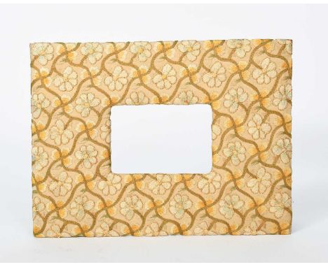 An embroidered silk picture frame possibly Leak Embroidery Society by Alice Walton, dated 1905, rectangular embroidered with 