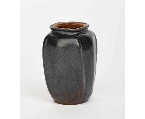 A Martin Brothers stoneware gourd vase by Edwin & Walter Martin, dated 1904, shouldered form, modelled with vertical ribs, co