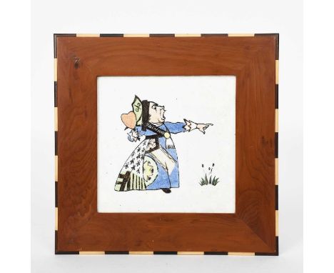A Pilkington's Queen of Hearts tile designed by Charles Francis Annesley Voysey, from the Alice in Wonderland Series, glazed 