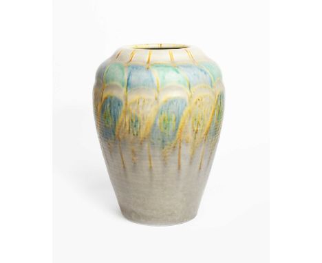 A massive Pilkington's Royal Lancastrian Pottery Lapis Ware vase by Gladys Rogers, thrown by E.T. Radford, shouldered form, g