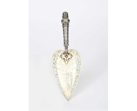 An Edward and John Barnard and George Richards Elkington silver presentation trowel, dated 11th May 1860, commemorating the l