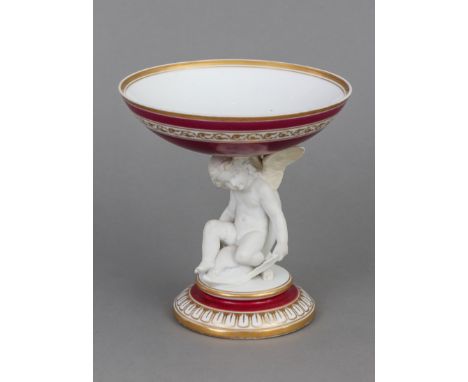 ROYAL COPENHAGEN Porzellan-Fußschale  - 1850-1970, gekehlter Rundfuß mit auf einem Delphin sitzendem Putto, als Träger für ei
