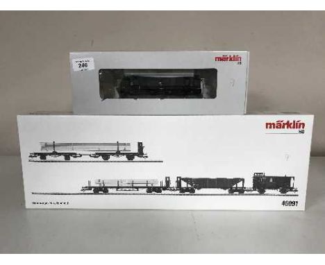 A Marklin 39441 diesel locomotive together with a  46091 freight car set (HO Scale), boxed 