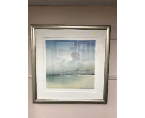 After Lawrence Coulson : Two figures on a beach, limited edition colour print, signed in pencil.