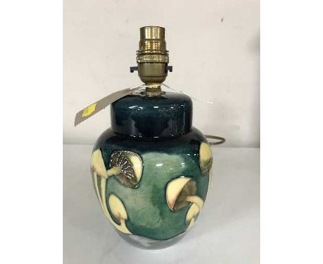 A Moorcroft table lamp with mushroom decoration 