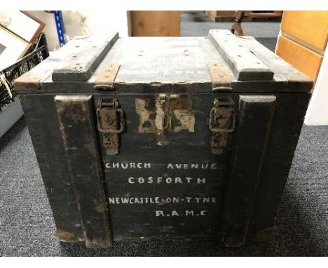 A wooden ammunition crate 