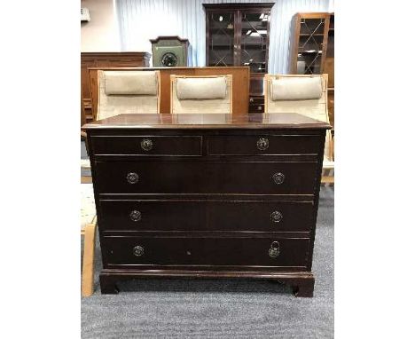 A mahogany five drawer chest on bracket feet 