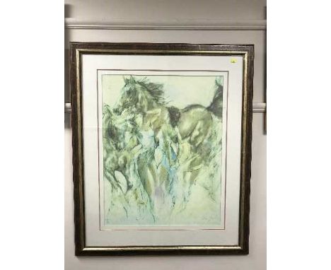 A limited edition colour print - Equine dance, signed in pencil.
