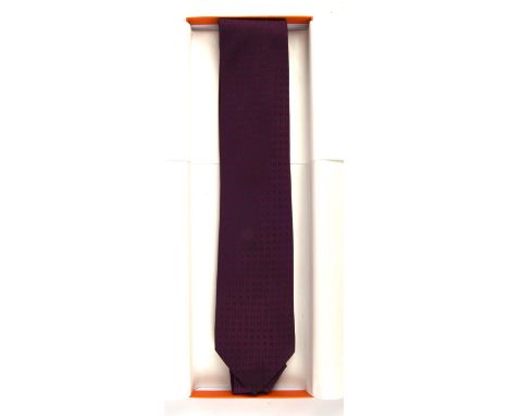 HERMES boxed purple silk tieCondition Report:  Excellent 