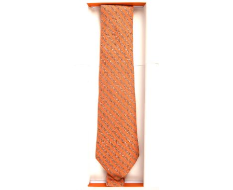 HERMES boxed orange silk tieCondition Report:  Excellent 