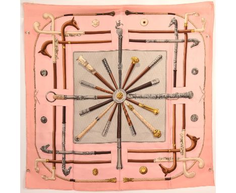 HERMES boxed silk scarf Cannes et Pommaux in pink colourwayCondition Report:  Scarf in very good condition. Box showing signs