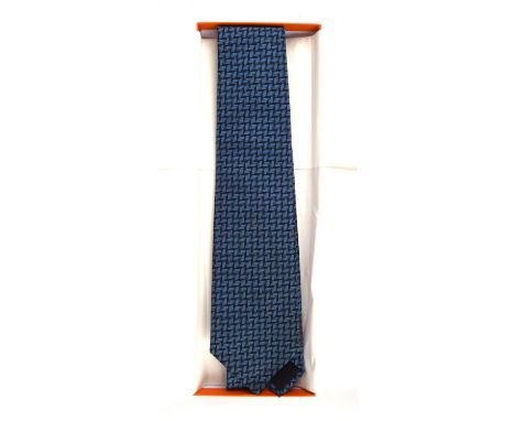 HERMES boxed blue silk tieCondition Report:  Excellent condition