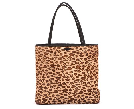CHRISTIAN DIOR a 1990s vintage leopard print pony-skin tote handbag with leather base (33cm x 27cm x 7cm) Made in Italy Condi