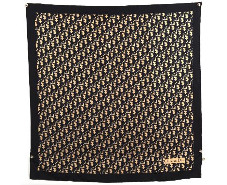 CHRISTIAN DIOR an unboxed navy classic heavy silk scarf with hand rolled edges. (66cm x 66cm)Condition Report:  Good conditio
