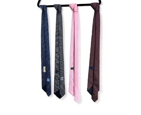 HERMES Four silk ties Condition Report:  Good condition