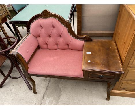 A BUTTON-BACK TELEPHONE TABLE/SEAT 