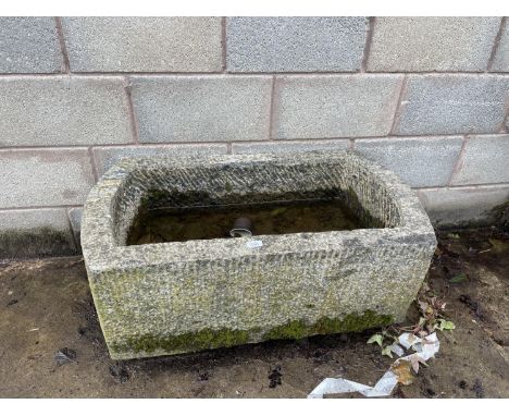 AN INDIAN STONE D-END TROUGH 37 X 22 X 13" 