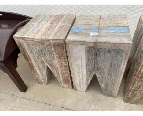 A PAIR OF INDIAN HARDWOOD LAMP TABLES, 13" SQUARE 