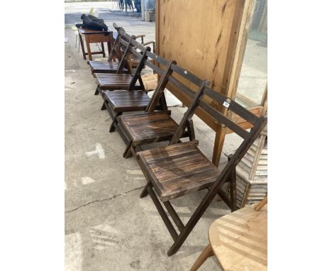 FIVE VINTAGE BHARAT FOLDING WOODEN CHAIRS 