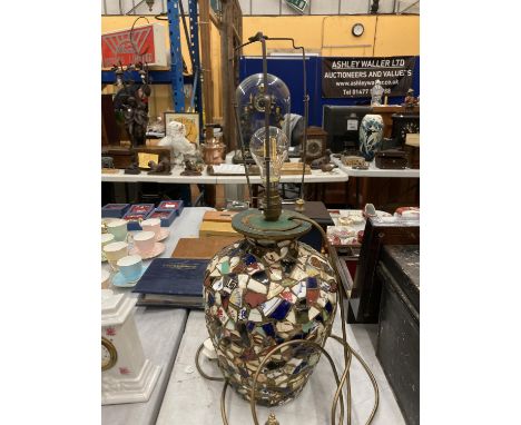 A LARGE 'MOSAIC' TABLE LAMP BASE HEIGHT 33CM 